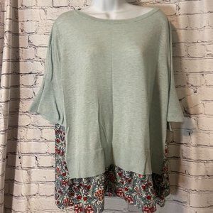 Loft Sweater 3/4 Flutter Sleeve with Floral Backing - Size XL